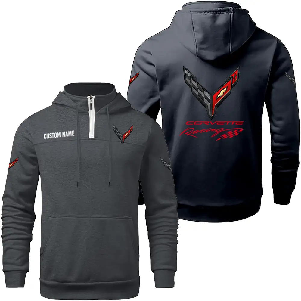 Corvette C8 Hoodie sweater Winter Casual Top Sweater Solid Color Sweatshirts Hooded Zipper Customize Name and Logo Car or Motorcycles model - Image 3