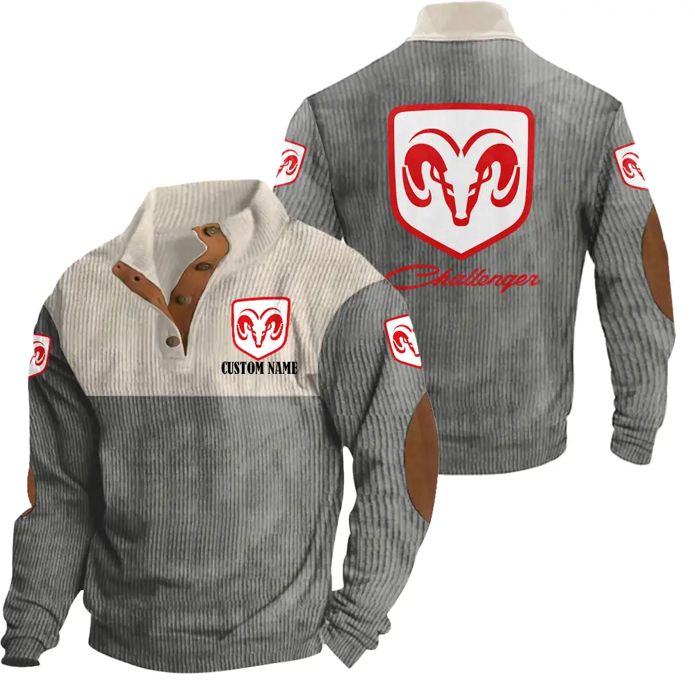 Dodge Challenger Men's Corduroy Casual Stand Collar Sweatshirts Vintage Color Customize Name and Logo Car or Motorcycles model - Image 5