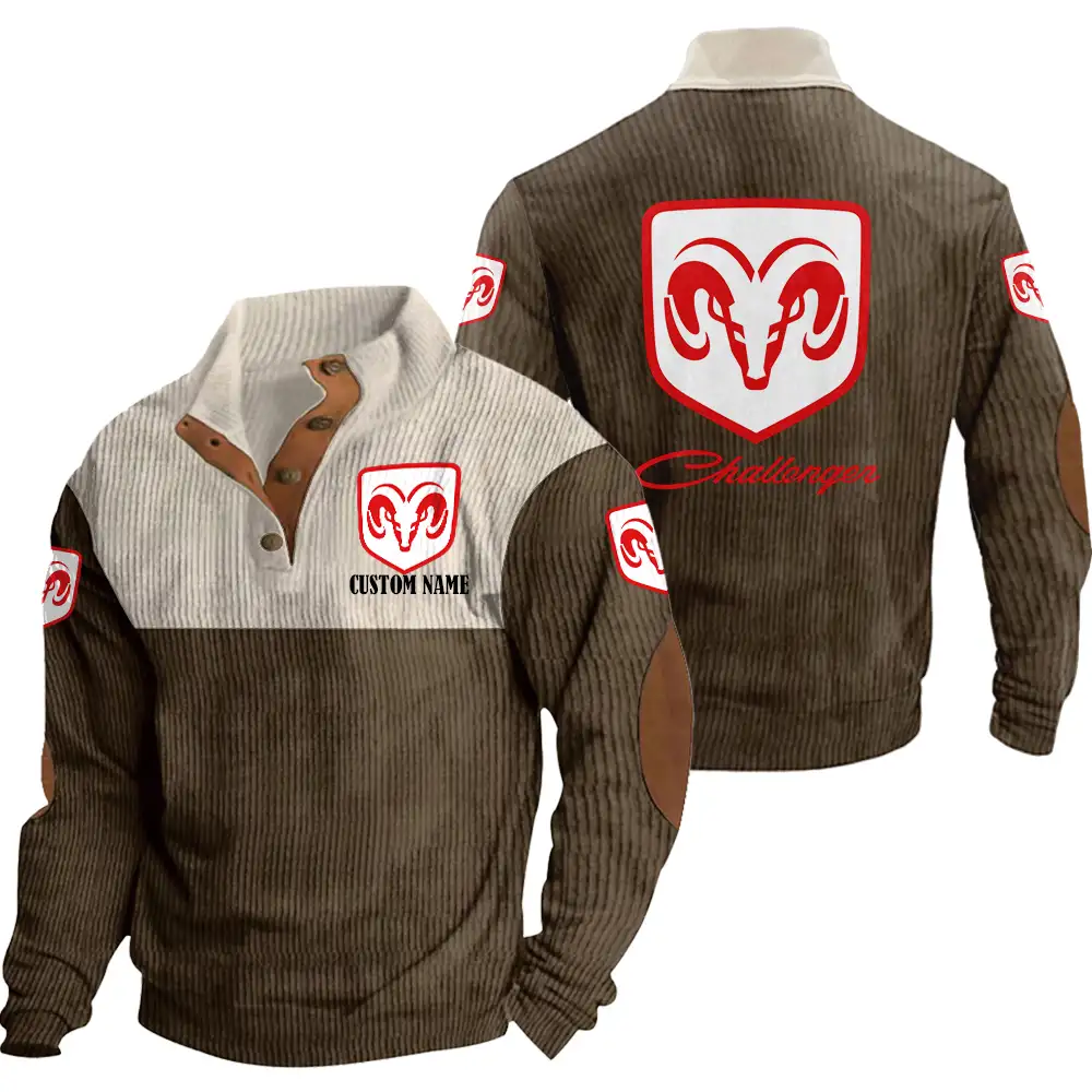 Dodge Challenger Men's Corduroy Casual Stand Collar Sweatshirts Vintage Color Customize Name and Logo Car or Motorcycles model - Image 6