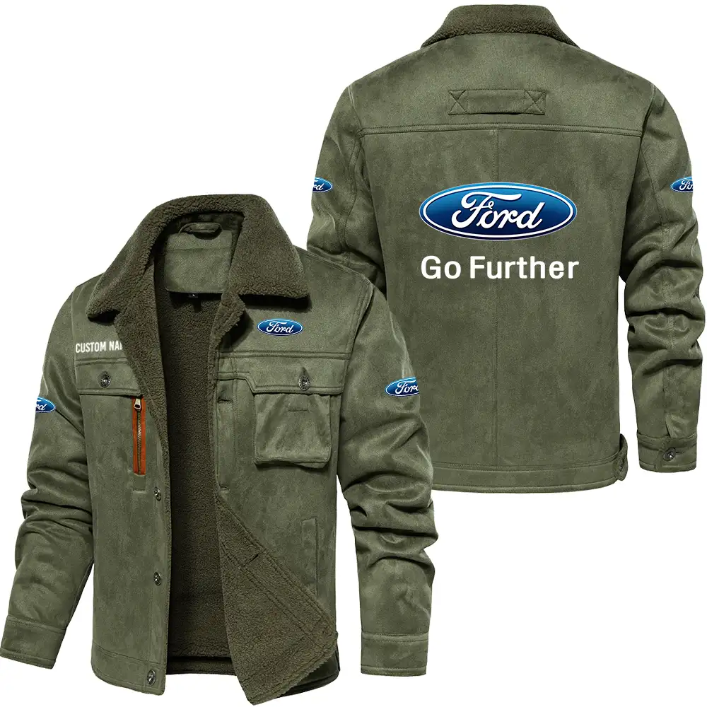 Ford Motor Company Men's Warm Plus Collar Jackets, Winter Casual Jacket Outwear, vintage style, Customize Name and Logo Car or Motorcycles model - Image 3