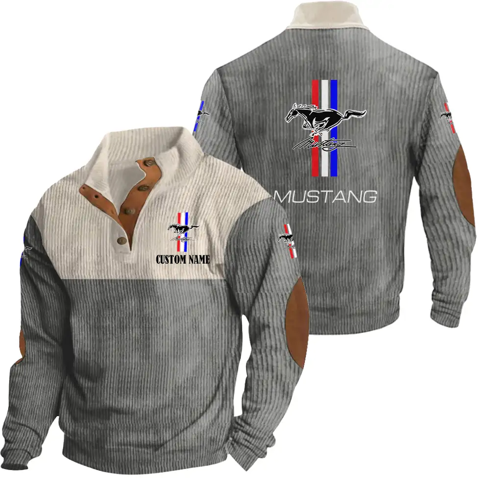 Ford Mustang Men's Corduroy Casual Stand Collar Sweatshirts Vintage Color Customize Name and Logo Car or Motorcycles model - Image 5
