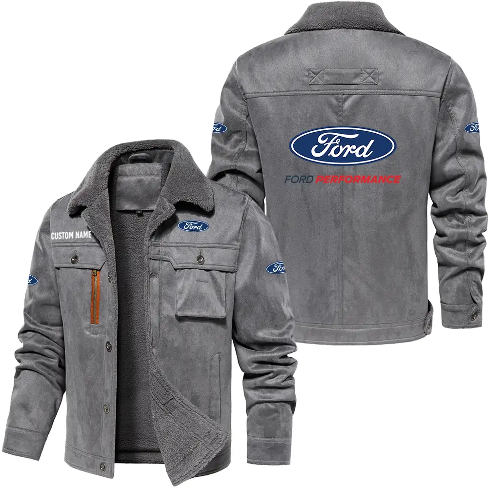 Ford performance Men's Warm Plus Collar Jackets, Winter Casual Jacket Outwear, vintage style, Customize Name and Logo Car or Motorcycles model - Image 4