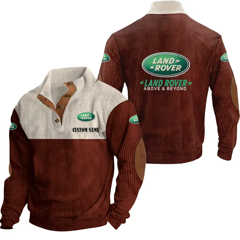 Land Rover Men's Corduroy Casual Stand Collar Sweatshirts Vintage Color Customize Name and Logo Car or Motorcycles model - Image 4
