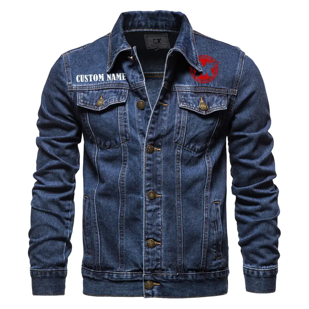 Matchless Denim jacket Vintage Style Black, Light-Blue and Dark-Blue Color, Customize name, Logo Car or motor model, Denim clothing - Image 4