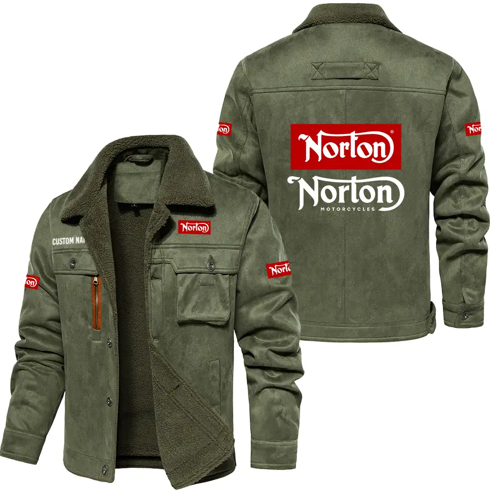 Norton Motorcycle Men's Warm Plus Collar Jackets, Winter Casual Jacket Outwear, vintage style, Customize Name and Logo Car or Motorcycles model - Image 3