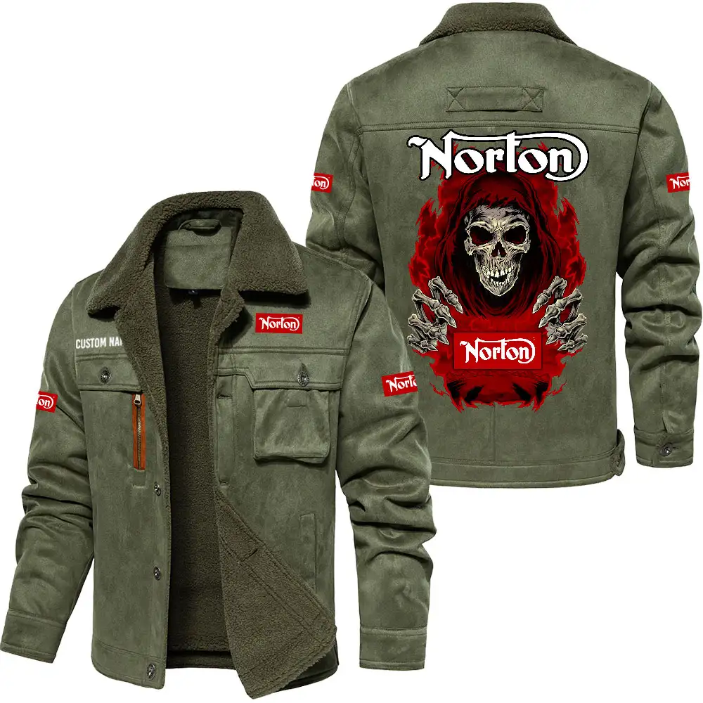 Norton Motorcycle Men's Warm Plus Collar Jackets, Winter Casual Jacket Outwear, vintage style, Customize Name and Logo Car or Motorcycles model Skull MTL1 - Image 3