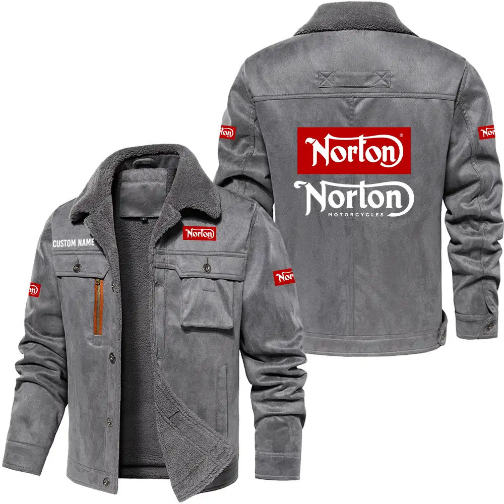 Norton Motorcycle Men's Warm Plus Collar Jackets, Winter Casual Jacket Outwear, vintage style, Customize Name and Logo Car or Motorcycles model - Image 4