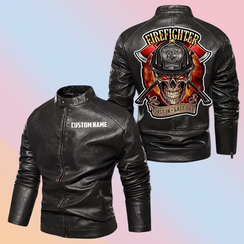 Personalized Leather Jacket Rider With A Firefighter Spirit
