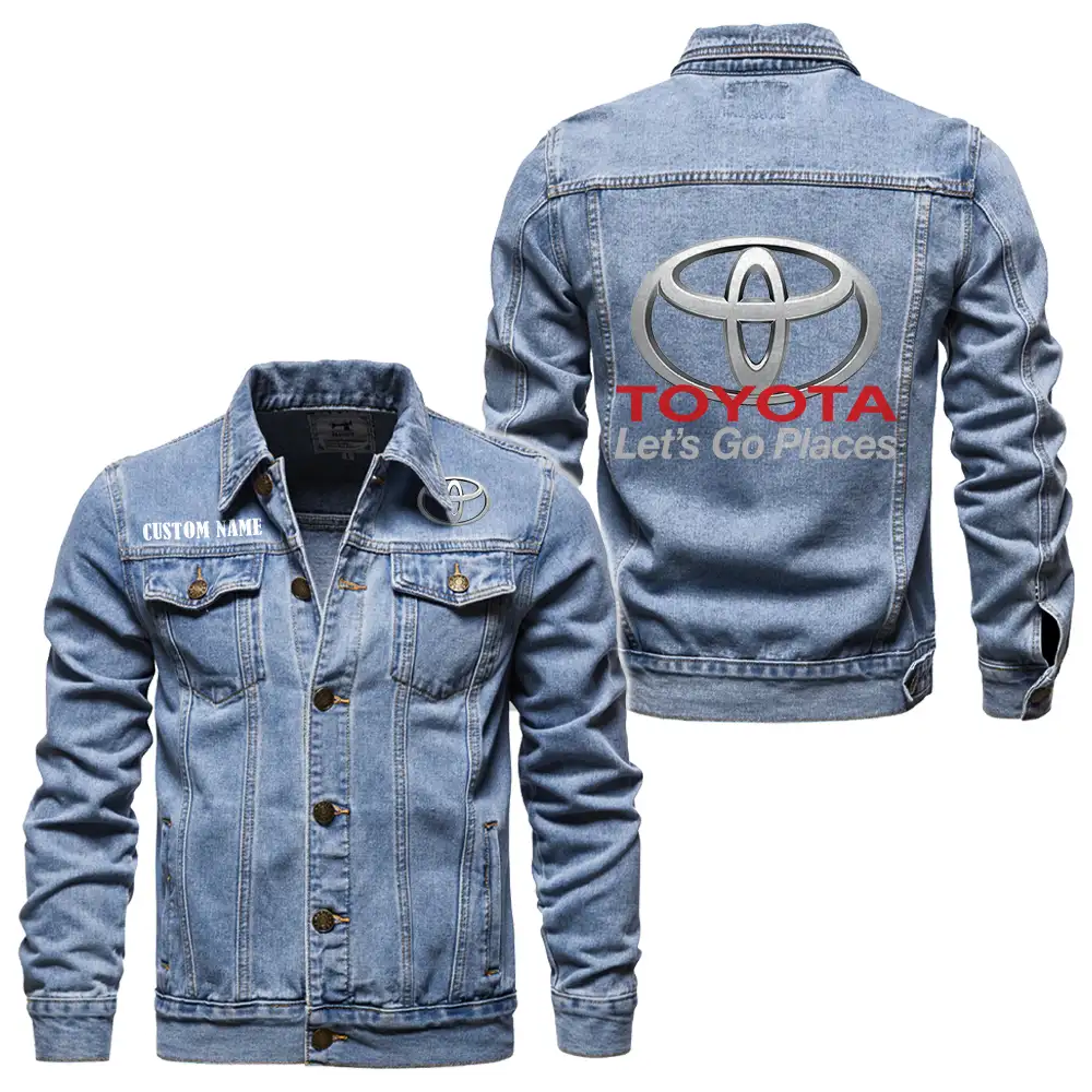 Toyota Denim jacket Vintage Style Black, Light-Blue and Dark-Blue Color, Customize name, Logo Car or motor model, Denim clothing - Image 3