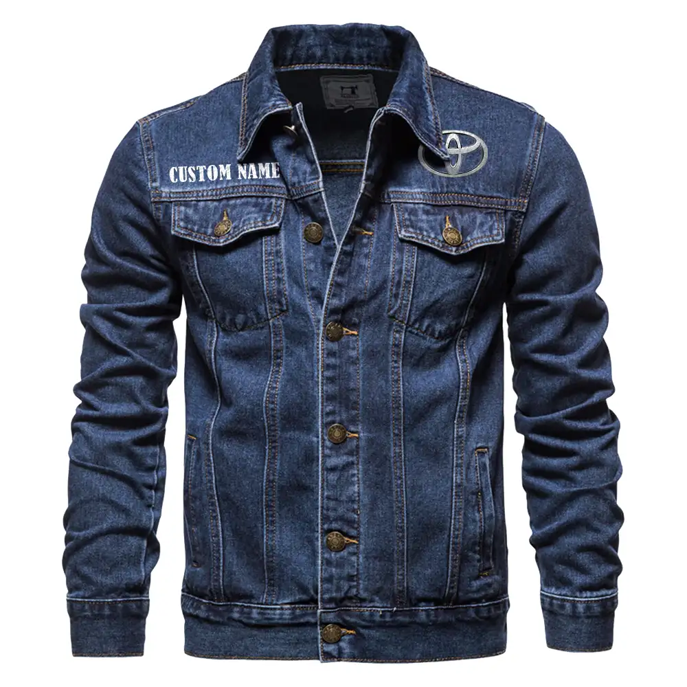 Toyota Denim jacket Vintage Style Black, Light-Blue and Dark-Blue Color, Customize name, Logo Car or motor model, Denim clothing - Image 4
