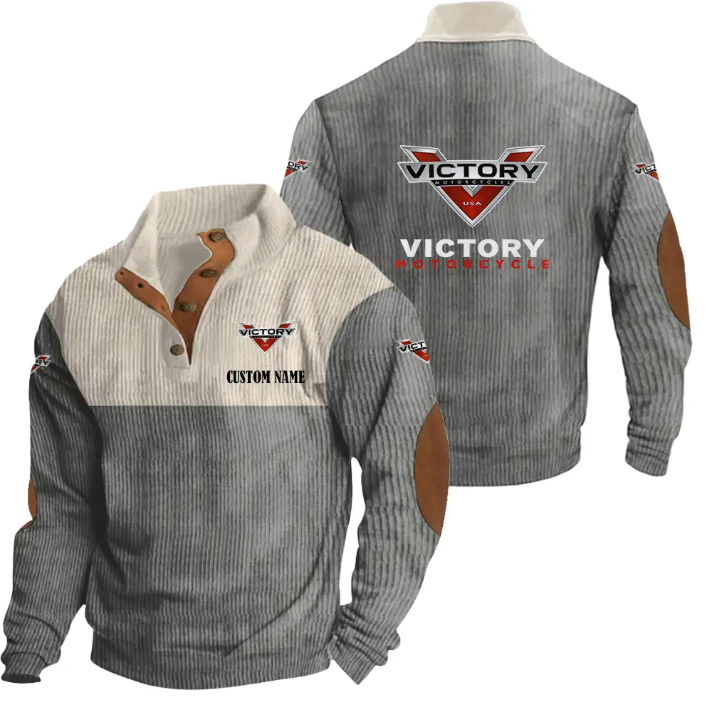Victory Motorcycles Men's Corduroy Casual Stand Collar Sweatshirts Vintage Color Customize Name and Logo Car or Motorcycles model - Image 5