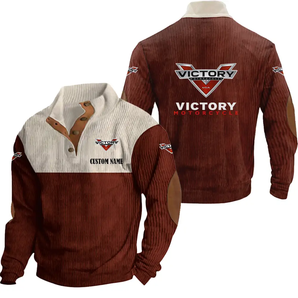 Victory Motorcycles Men's Corduroy Casual Stand Collar Sweatshirts Vintage Color Customize Name and Logo Car or Motorcycles model - Image 4