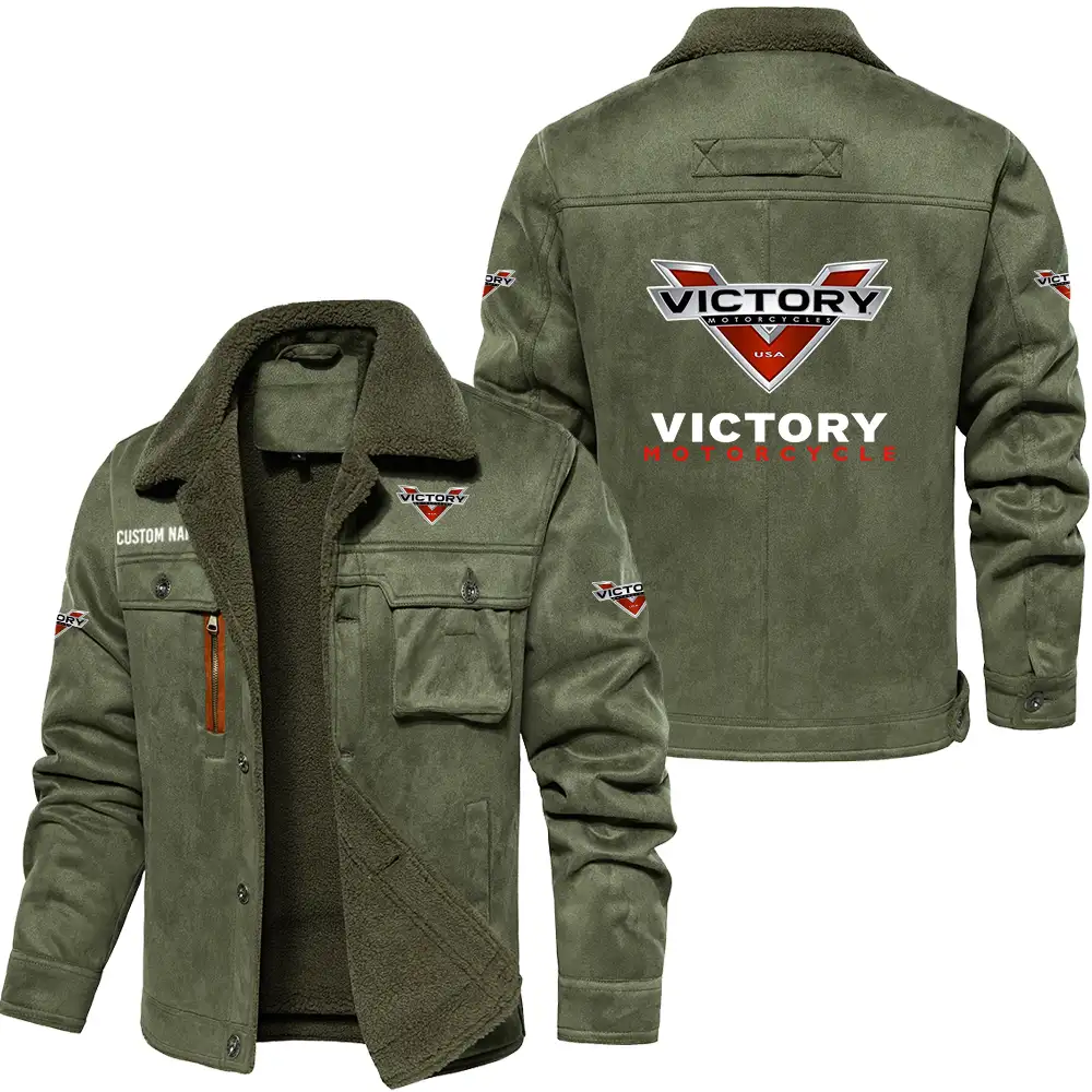 Victory Motorcycles Men's Warm Plus Collar Jackets, Winter Casual Jacket Outwear, vintage style, Customize Name and Logo Car or Motorcycles model - Image 3