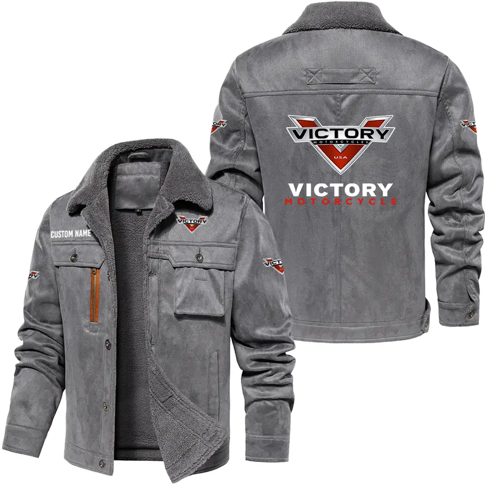 Victory Motorcycles Men's Warm Plus Collar Jackets, Winter Casual Jacket Outwear, vintage style, Customize Name and Logo Car or Motorcycles model - Image 4