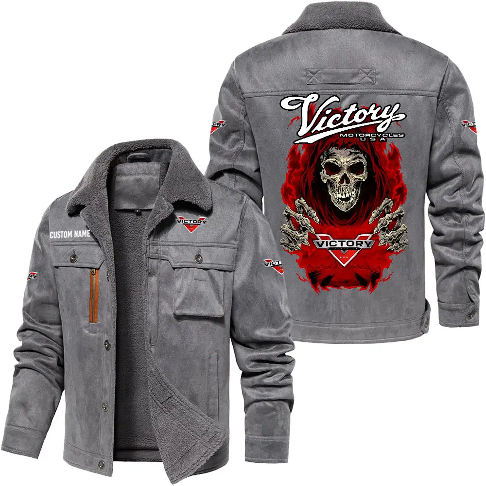 Victory Motorcycles Men's Warm Plus Collar Jackets, Winter Casual Jacket Outwear, vintage style, Customize Name and Logo Car or Motorcycles model Skull MTL1 - Image 4