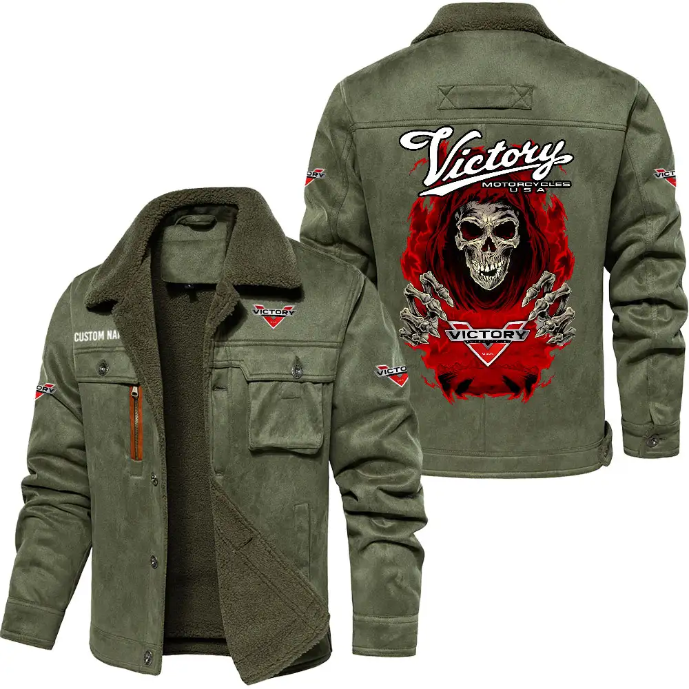 Victory Motorcycles Men's Warm Plus Collar Jackets, Winter Casual Jacket Outwear, vintage style, Customize Name and Logo Car or Motorcycles model Skull MTL1 - Image 3