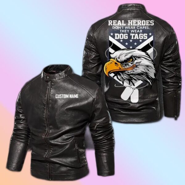 Personalized Leather Jacket Real Heroes Wear Dog Tag