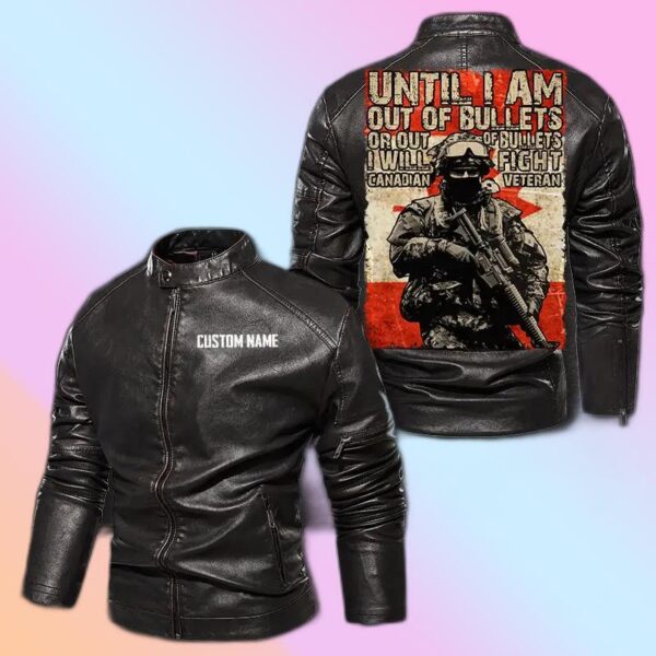Personalized Leather Jacket Blood, Sweat, Tear I Own It Forever Canada Flag