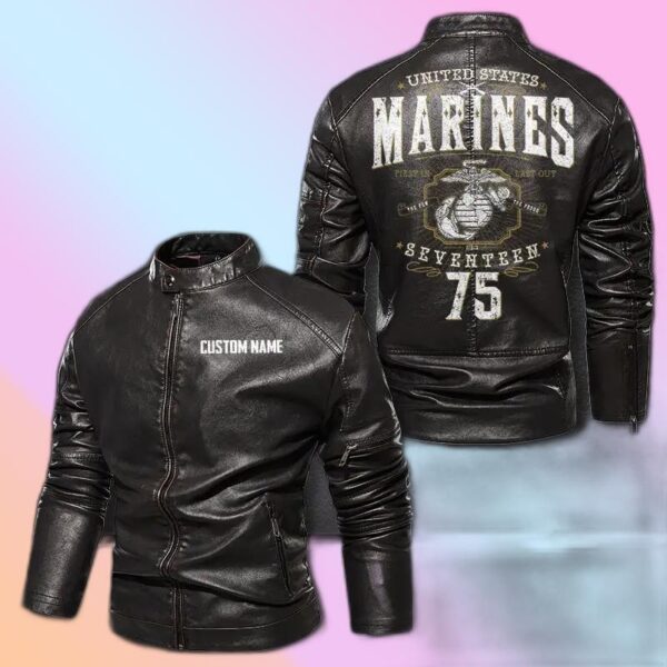 Personalized Leather Jacket U.S Marines 75