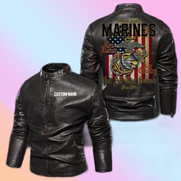 Personalized Leather Jacket Marines-Nor Honor Nor Country Nor All That Served