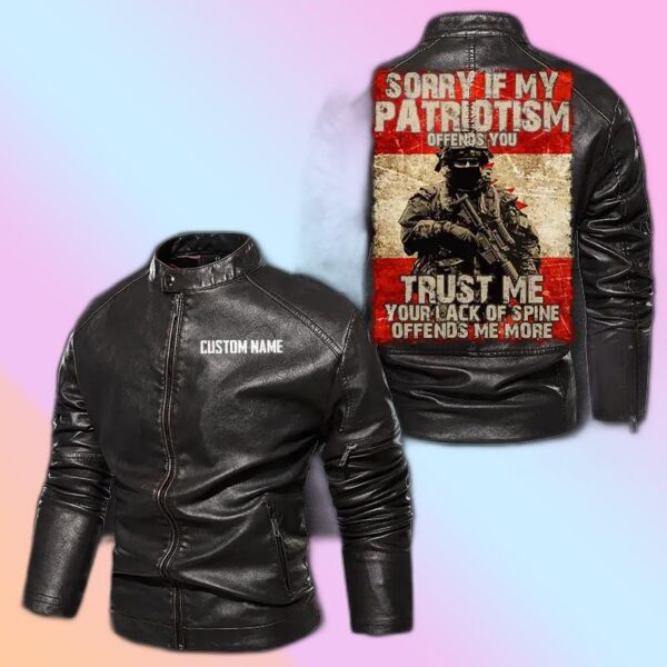 Personalized Leather Jacket Sorry If My Patriotism Offends You Canada Flag