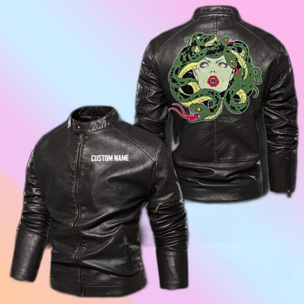 Personalized Leather Jacket Medusa Head