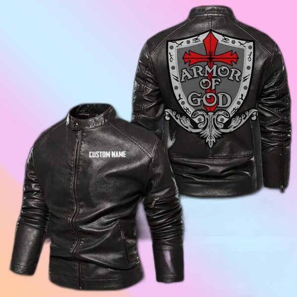 Personalized Leather Jacket Armor Of God