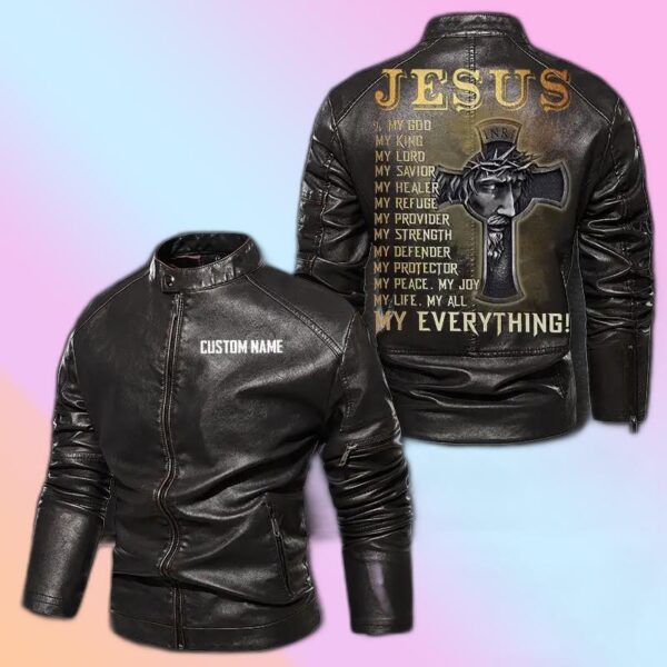 Personalized Leather Jacket Jesus My Everything
