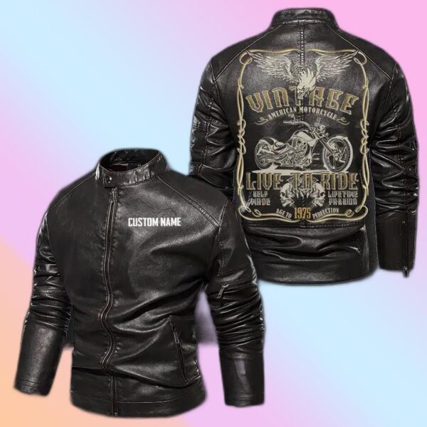 Personalized Leather Jacket Vintage American Motorcycle Live To Ride Biker