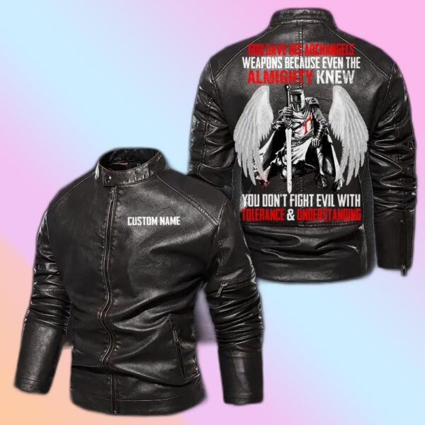 Personalized Leather Jacket God Gave His Archangels Weapons