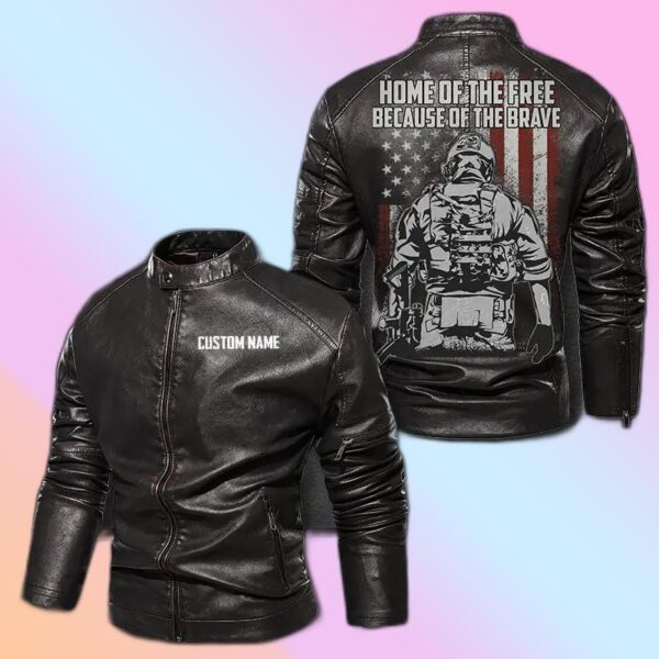 Personalized Leather Jacket Us Veteran-Home Of The Free