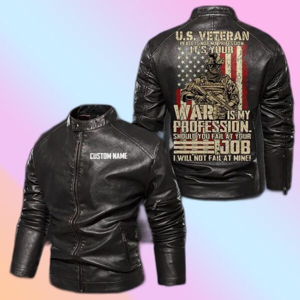 Personalized Leather Jacket Us Veteran-I Will Not Fail At Mine