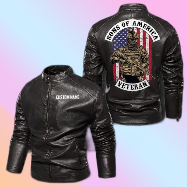 Personalized Leather Jacket Veteran American