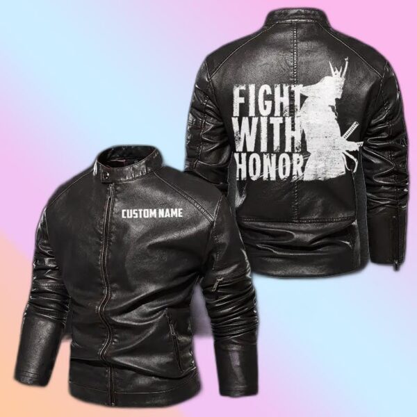 Personalized Leather Jacket Samurai Fight With Honor Motorcycle Rider