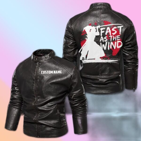 Personalized Leather Jacket Ghost Of Tsushima Fast As The Wind Samurai Motorcycle Rider