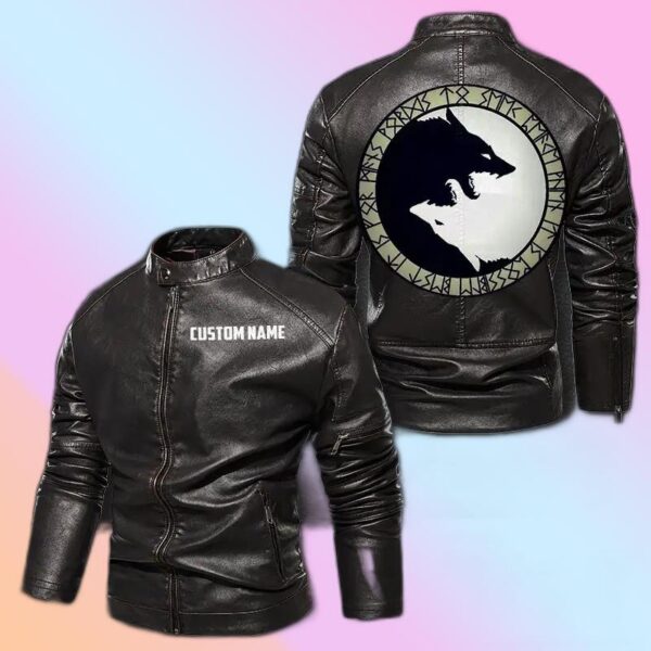 Personalized Leather Jacket Lone Wolf No Club Mythology Art Motorcycle Rider