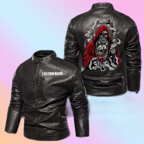 Personalized Leather Jacket Fear The Death Motorcycle Rider
