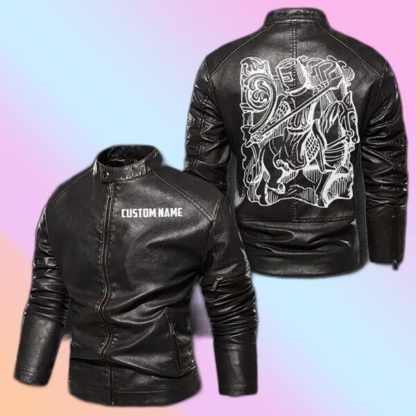 Personalized Leather Jacket Western Mercenary Knight Motorcycle Rider