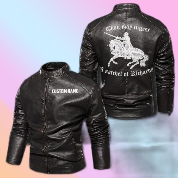 Personalized Leather Jacket Thou May Ingest A Satchel Of Richards Knight Motorcycle Rider