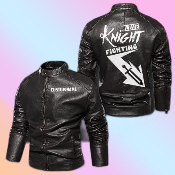 Personalized Leather Jacket Knight Fighting Spirit Motorcycle Rider