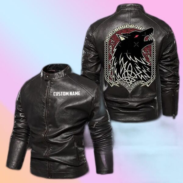 Personalized Leather Jacket Mythology Norse Monster Motorcycle Rider