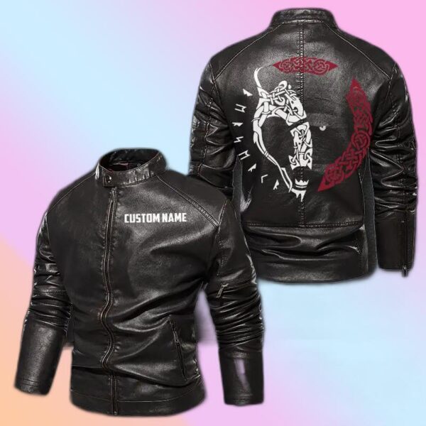 Personalized Leather Jacket Mythology Norse Monster Motorcycle Rider