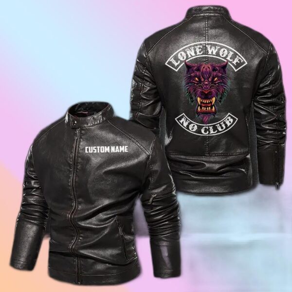 Personalized Leather Jacket Lone Wolf No Club Motorcycle Rider