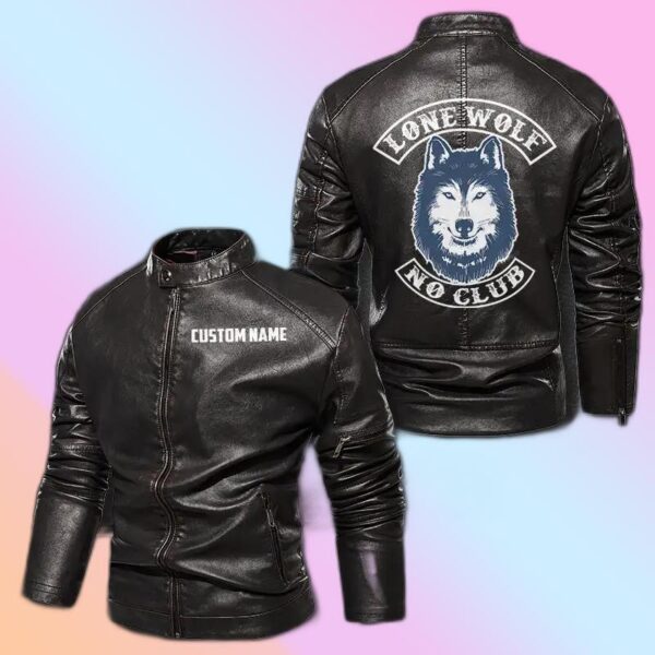 Personalized Leather Jacket Lone Wolf No Club Motorcycle Rider