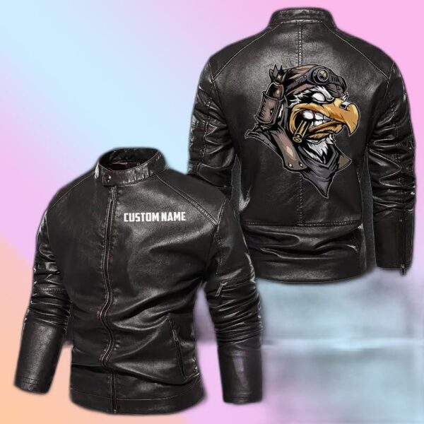 Personalized Leather Jacket Savage Smoking Eagle Motorcycle
