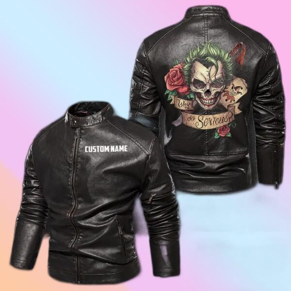 Personalized Leather Jacket Joker Skull Why So Serious Motorcycle