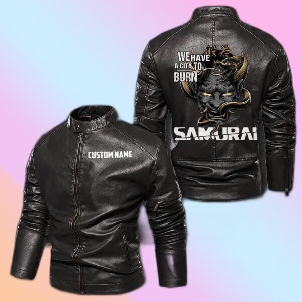 Personalized Leather Jacket We Have A City To Burn Samurai Cyberpunk 2077 Motorcycle Leather Jacket, Plus Size