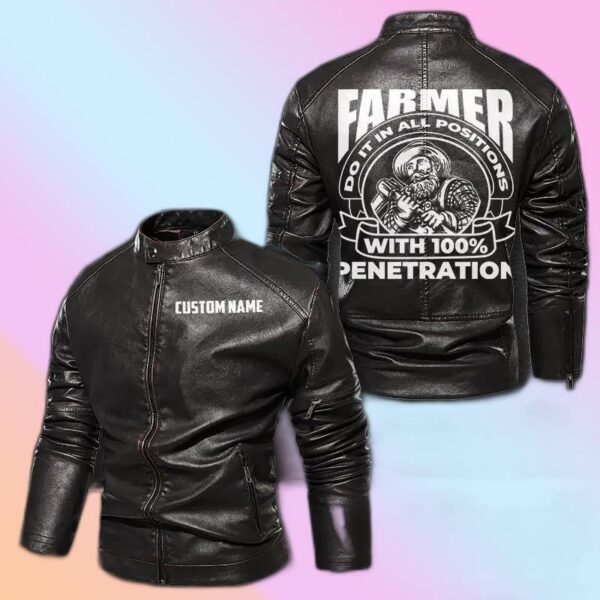 Personalized Leather Jacket Farmer Do It In All Position With 100% Penetration Motorcycle