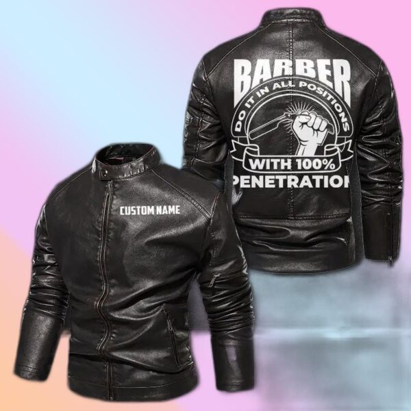 Personalized Leather Jacket Barber Do It In All Position With 100% Penetration Motorcycle
