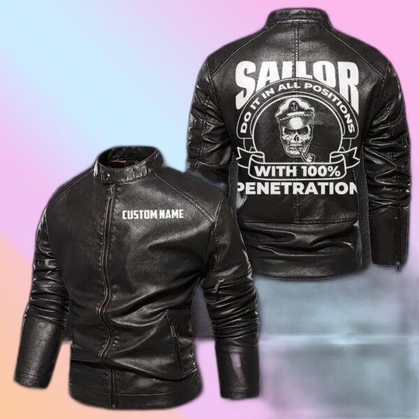 Personalized Leather Jacket Sailor Do It In All Position With 100% Penetration Skull